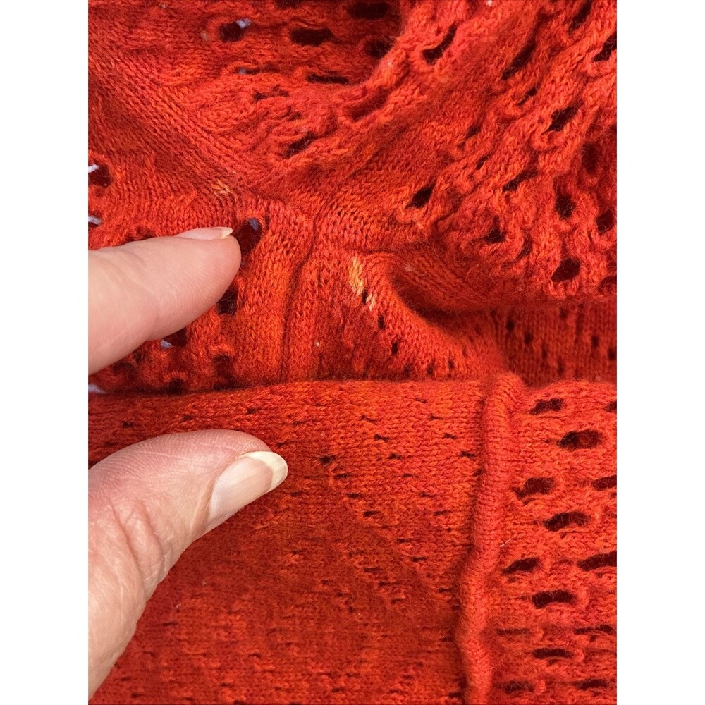 prAana Cedar Cowl Neck Cotton Wool Open Knit Pullover Sweater Orange Red Small - Picture 8 of 14